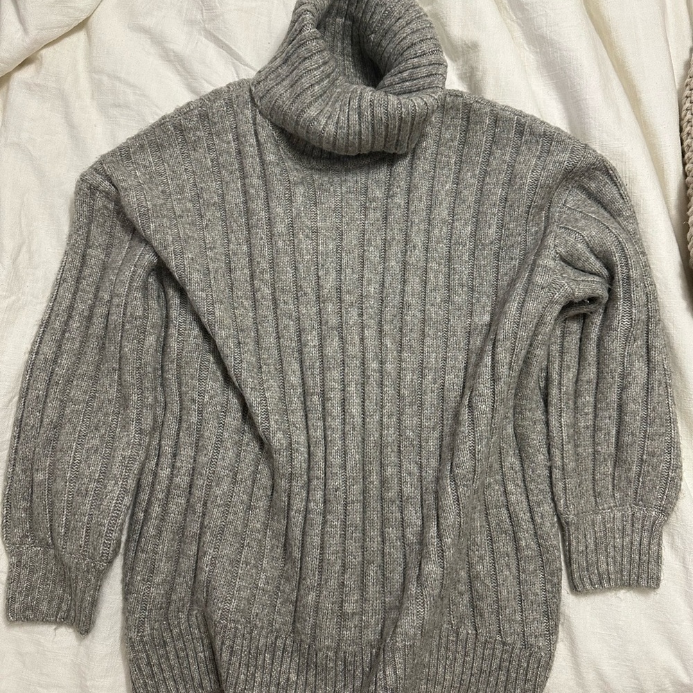 Gray turtleneck sweater